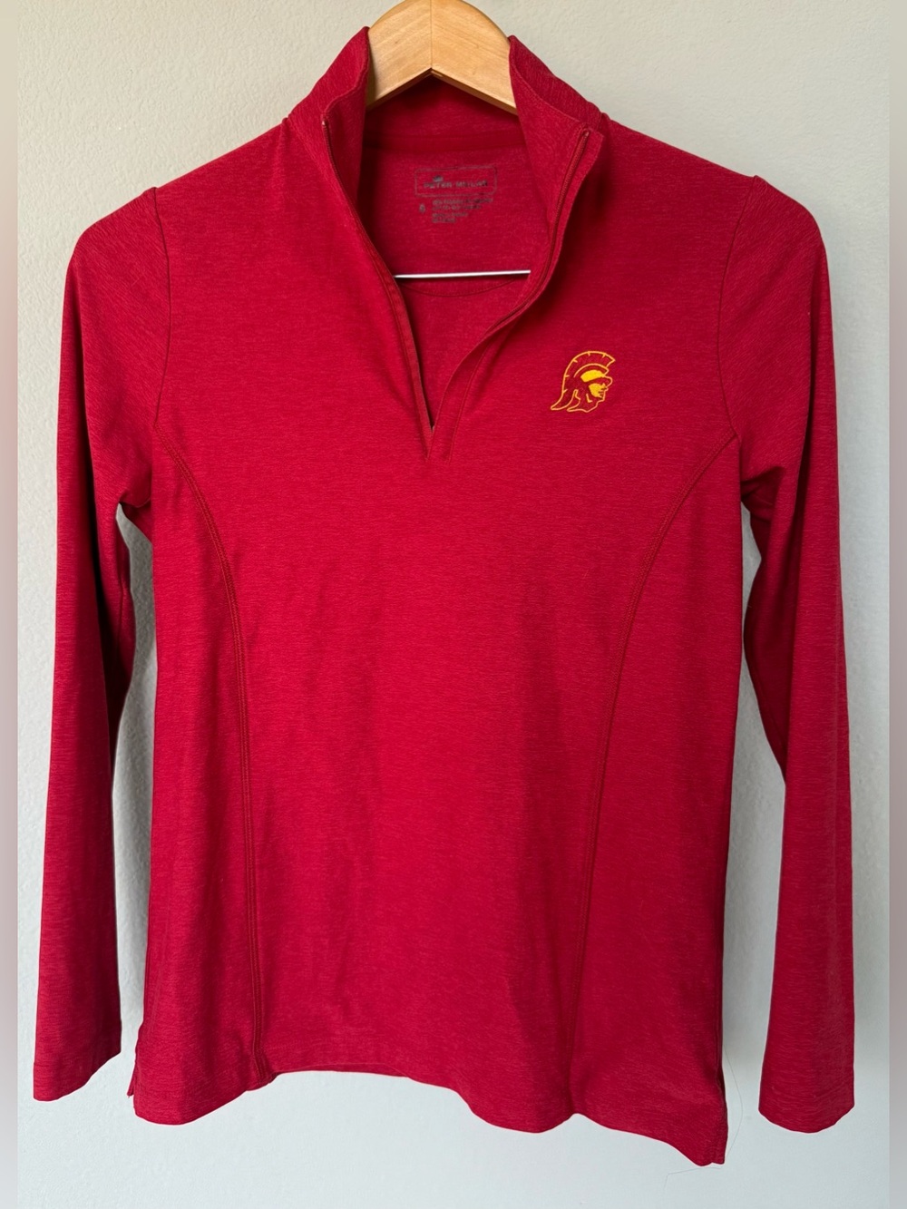Peter Millar USC Trojans 1/4 Zip | Women’s Small | Red Performance UPF 50
